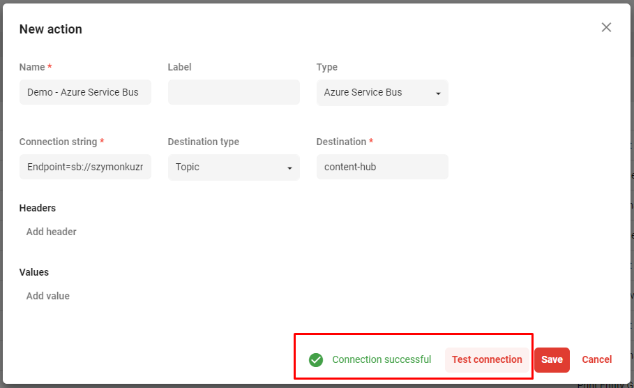 Test Azure Service Bus Action.